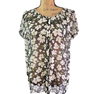 Joie Women's Daisy White/Black Cap Short Sleeve Button Down Shirt Blouse Sz S